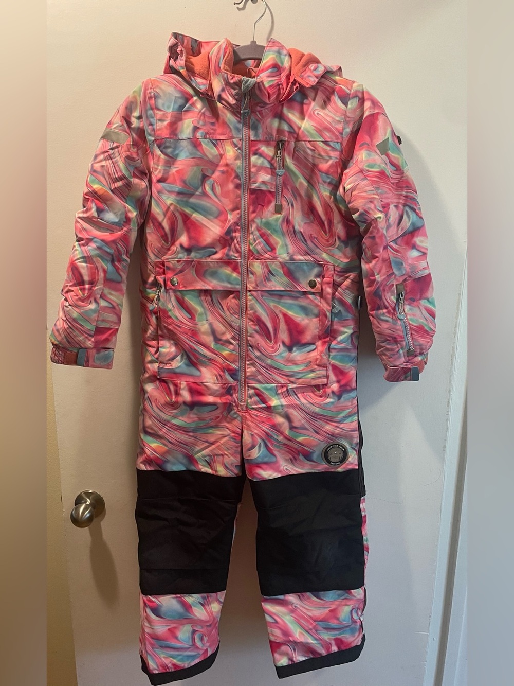 Deux par Deux Kids Printed Marble One-Piece Snowsuit